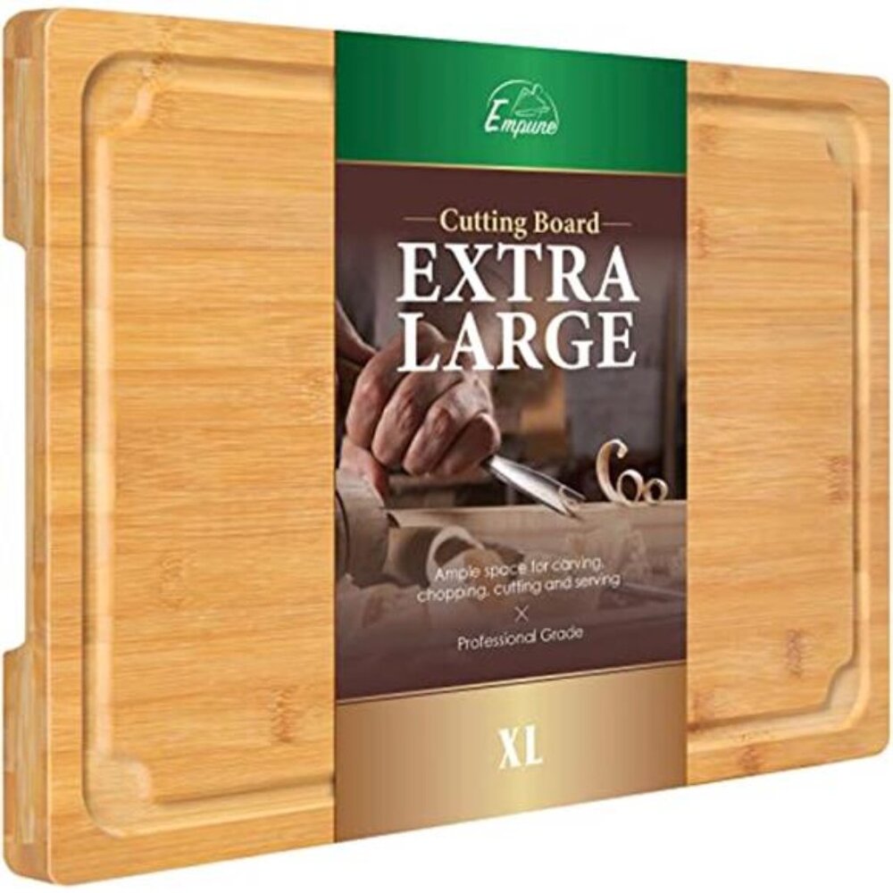 Extra Large Bamboo Cutting Board With Juice Groove Heavy Duty 17 Inch
